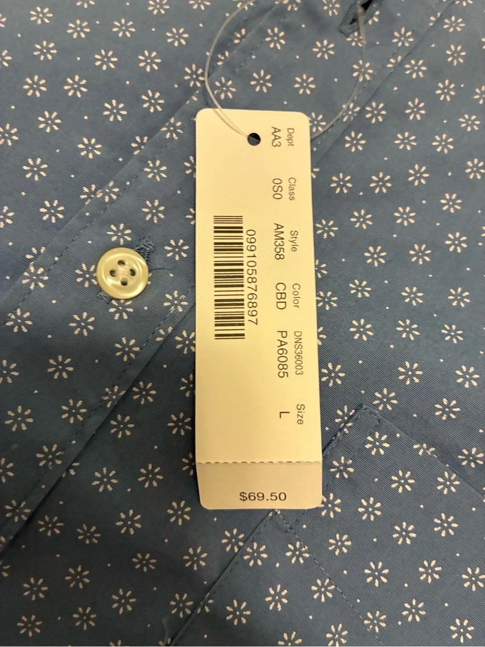 J. Crew Men's Blue Dot-Print Button-Down Shirt
